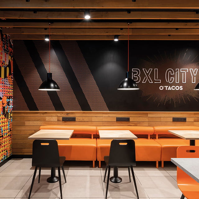 Clicwall wall panels in O Tacos restaurant - digital print on panels